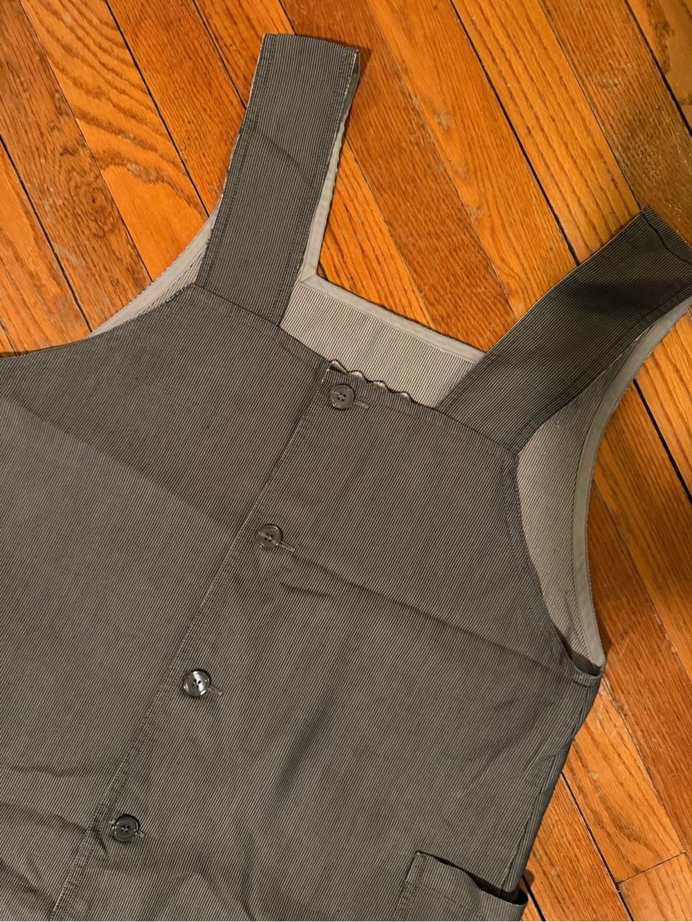 Womens Grey pin striped Pinafore Dress